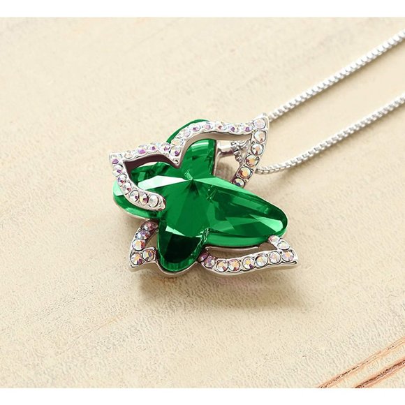 New Butterfly Birthstone Crystal Necklace - Silver Tone with 18”+2” Chai… - Picture 10 of 11